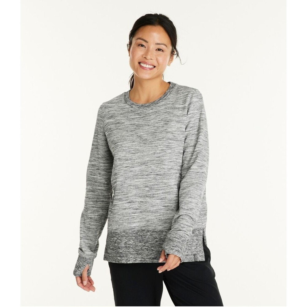L.L. Bean Cozy Sweatshirt L Split-Hem Marled Gray